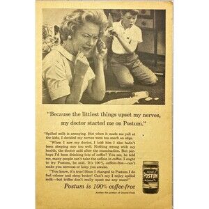 Postum "Postum is 100% Coffee-free" Vintage Print Ad 1961